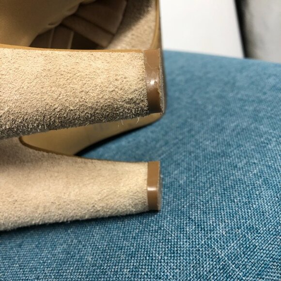 Nine West Nude Leather Suede Victoria Cut Out Platform 5" Slingback size 5.5 - Picture 8 of 14